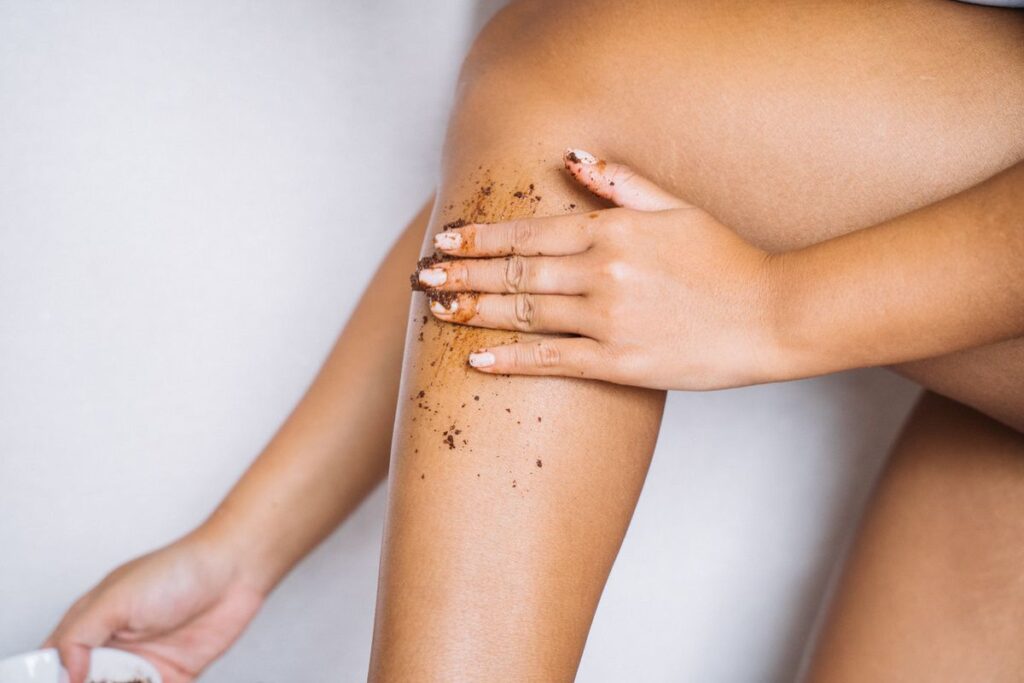 Gentle chemical exfoliation applied to skin to help fade dark underarms